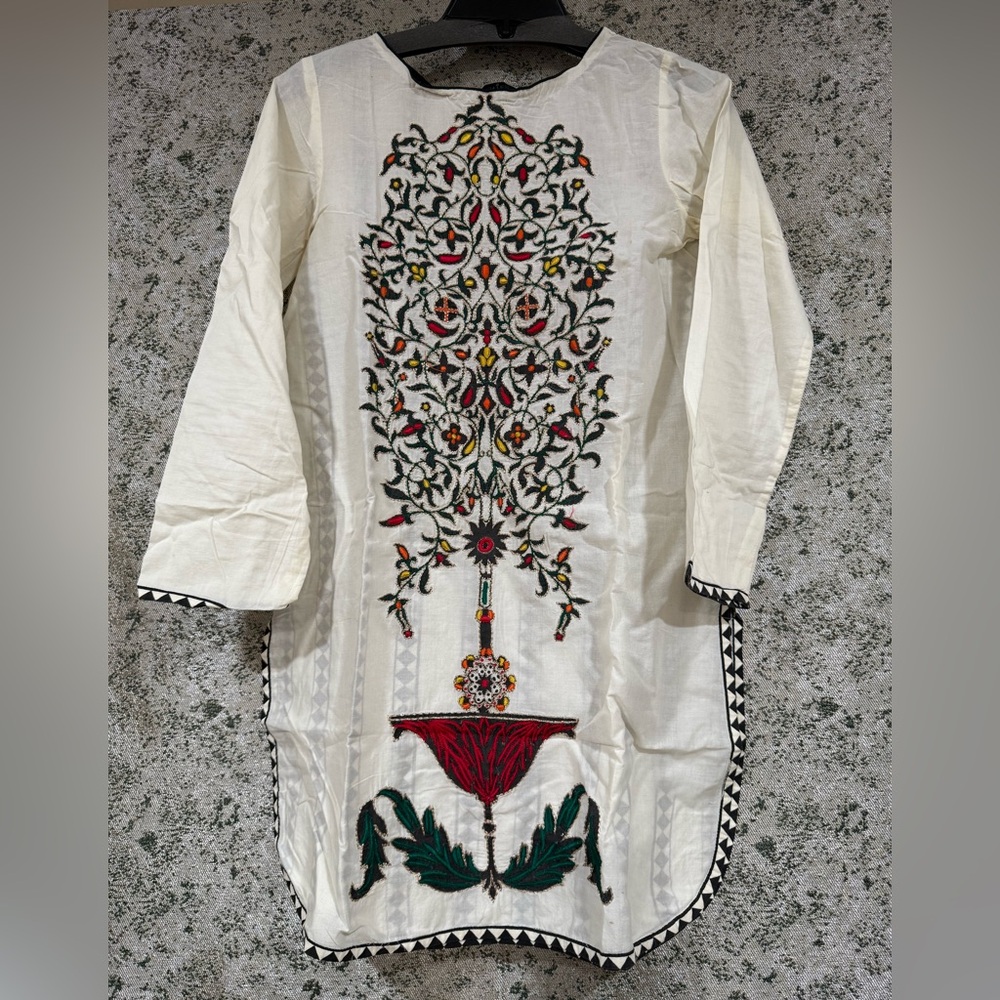 Indian Pakistani embroidered cotton shirt